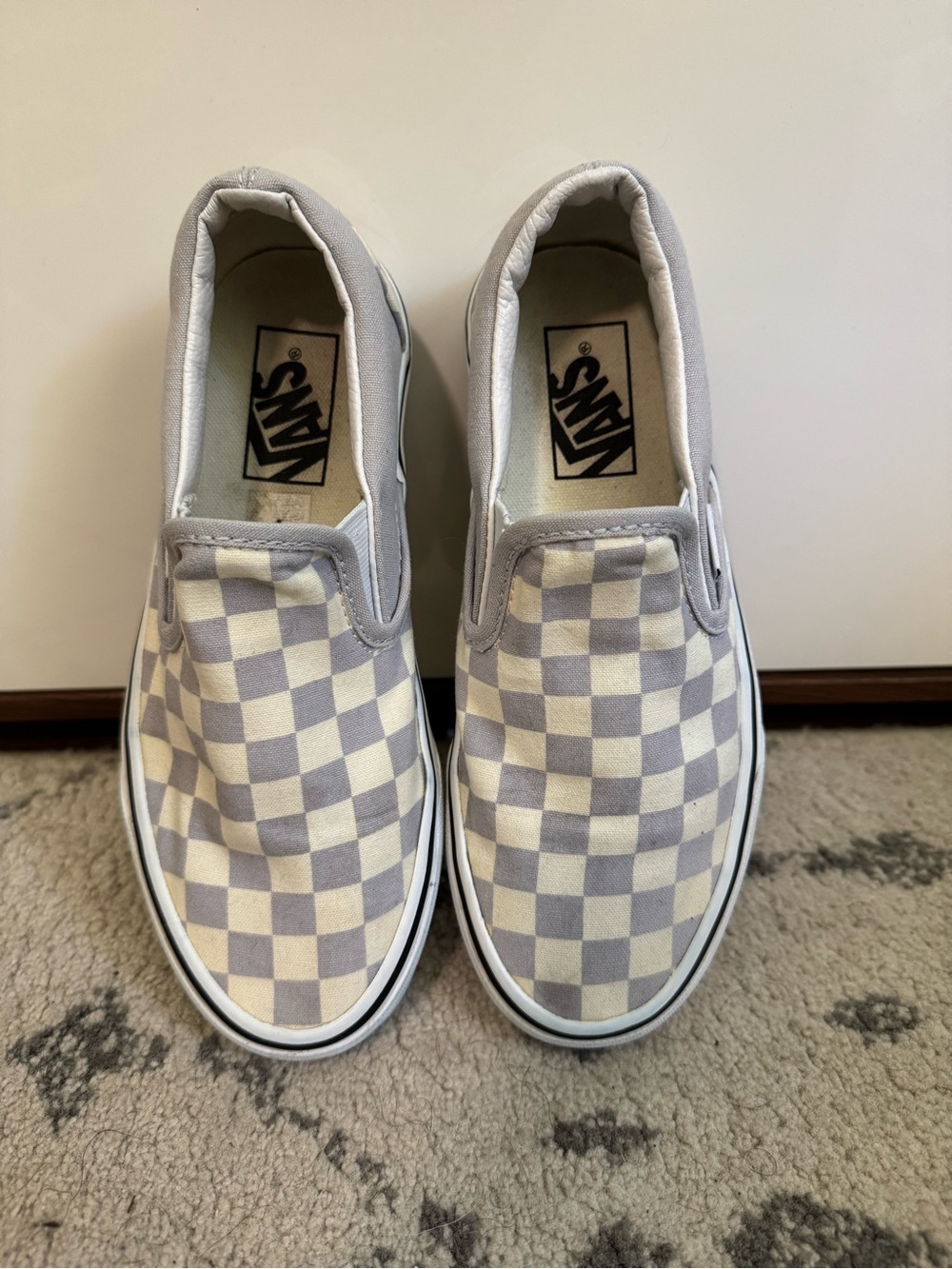 Vans Slip-On Checkerboard Sneakers - light purple/White